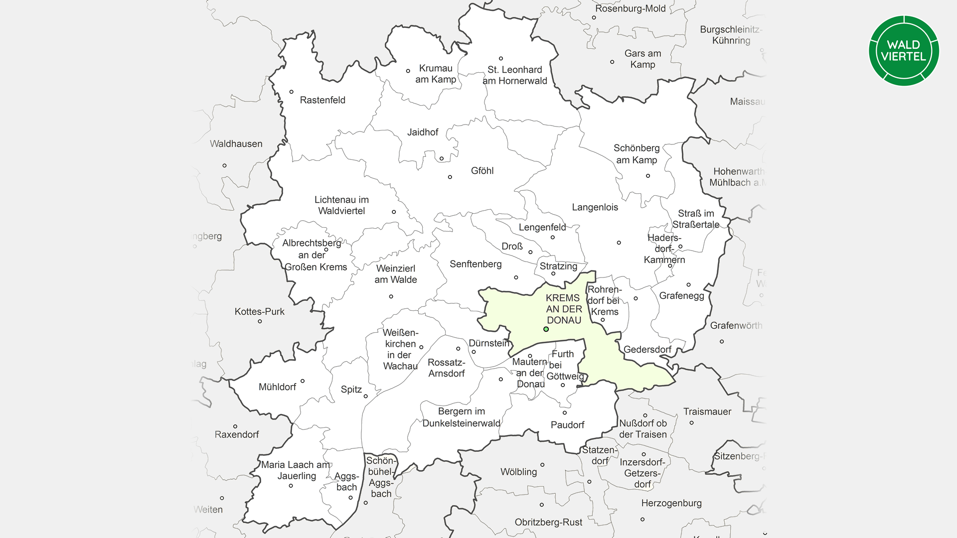 karte krems waldviertel gemeinden katastralgemeinden map
