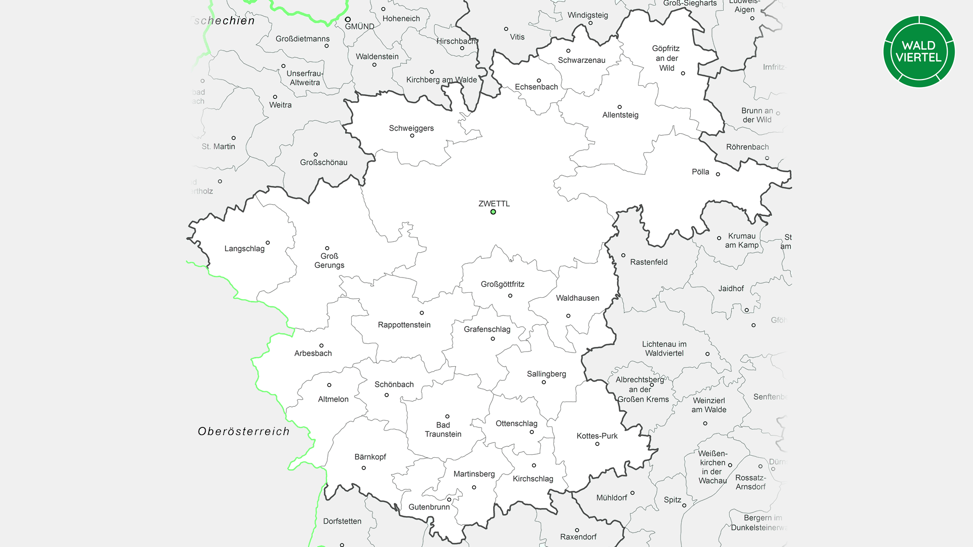 karte zwettl waldviertel gemeinden katastralgemeinden map